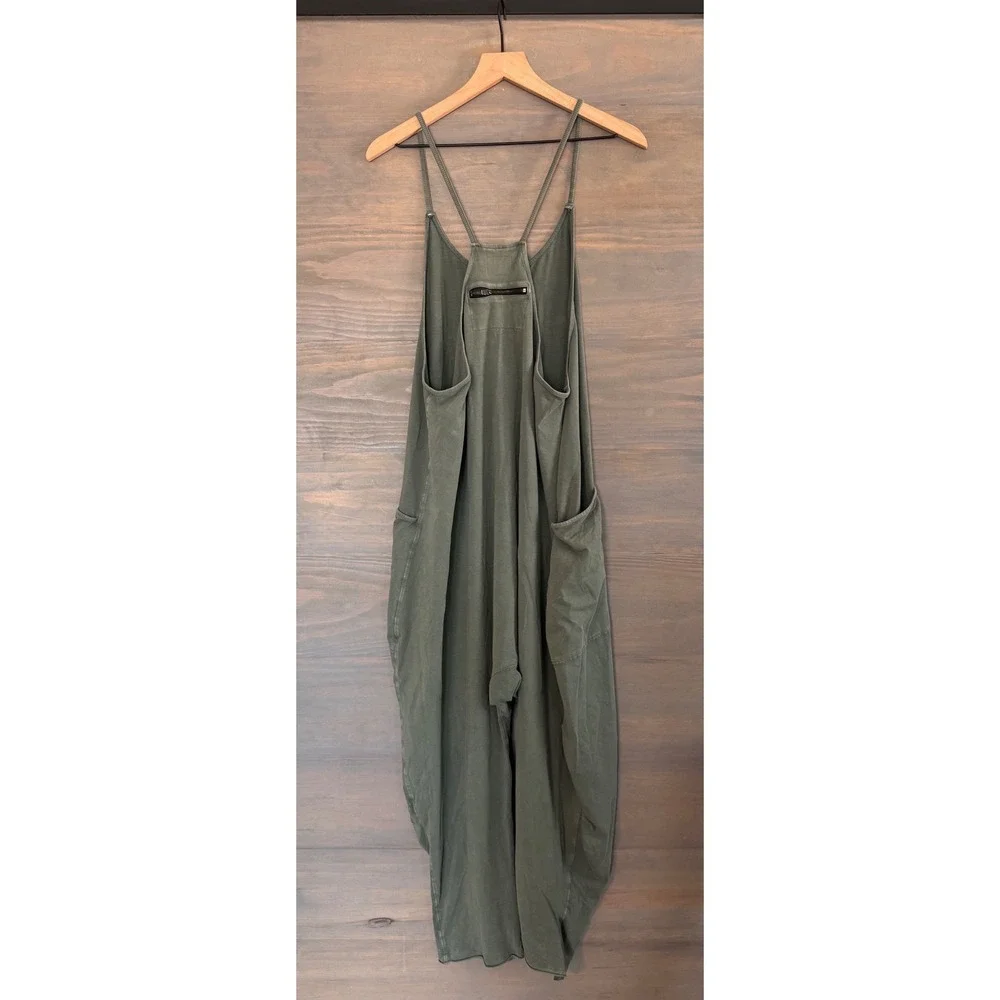 Free People FP Movement Hot Shot Jumpsuit Sage Green Oversized Romper Medium